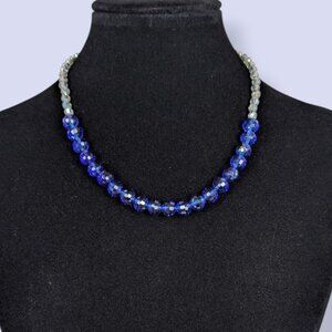 V. Blue Glass Beaded Necklace